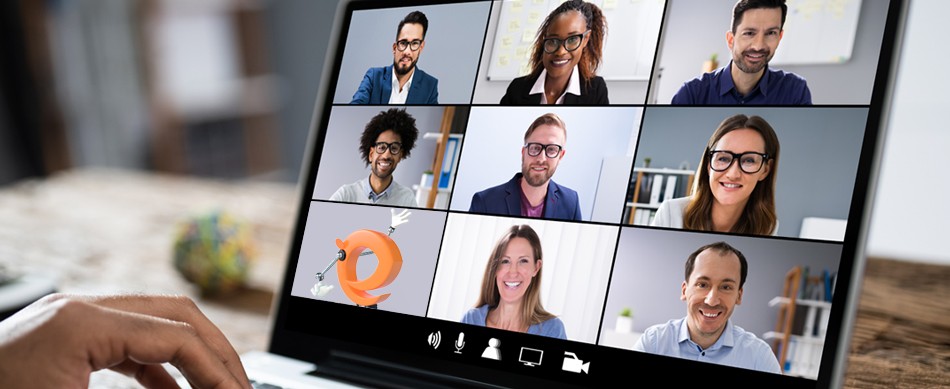 People faces on laptop