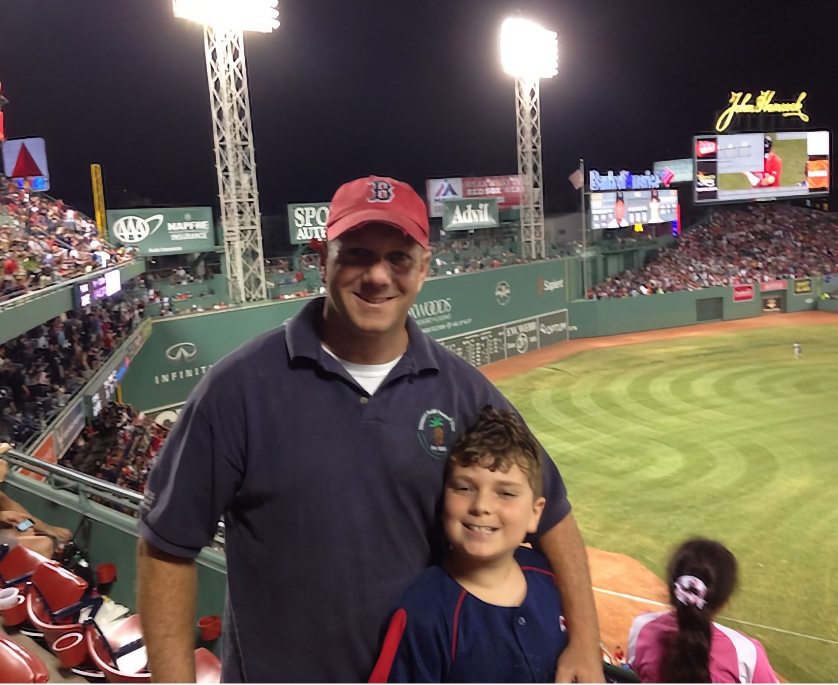 Jeff Gaccione and son at Fenway